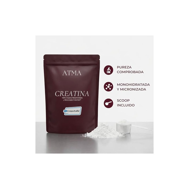 ATMA Creatina Monohidratada 300g | Pura Creavitalis® | 60 Porciones