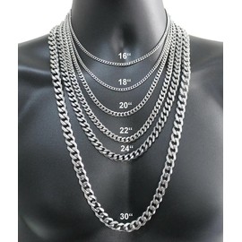3/5/7/9/11mm Stainless Steel Silver Color Cuban Curb Chain Necklace Choker 16-30" for Men Women Daily Jewelry Birthday Anniversary Gift necklace - Chain Width: 7mm Gold, Chain Length: 24 inches