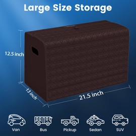 Aiuwo Trunk Organizer for Car,Leather Car Trunk Organizer and Storage for SUV,Truck,MPV Collapsible Multi Compartment Car Organizer Extra Large capacity and Adjustable (Coffee Brown, Large)