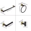 BWE A-91020-GB 5Pcs Bath Hardware Set in Matte Black+Gold NEW