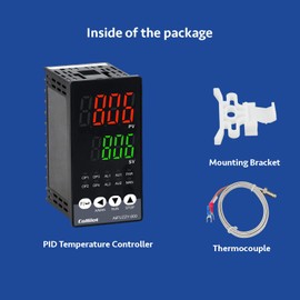 PID Temperature Controller, Coiliiot Voltage AC100-240V, LED Display, Relay & SSR Dual Output, One Alarm Output, PID Thermostat with K Thermocouple (48mm*96mm)
