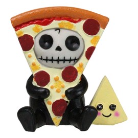 Ebros Gift 3" Tall Furrybones Peppi The Pepperoni Pizza with Cheese Buddy Collectible Figurine Skeleton Voodoo Stictched Furry Bones Sculpture
