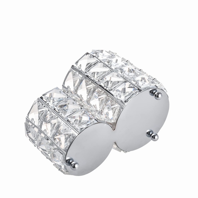 Feyarl メイクブラシケース ブラシスタンド クリスタルブラシホルダー 化粧ブラシホルダー 円筒型 二格 ペン立て シルバー