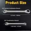 3/8 Inch Ratcheting Wrench 2 Pcs 72-Tooth 12-Point Chrome Plated