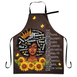 OECTVD African American Aprons For Women With Pockets Adjustable Bib Apron Black Women Cooking Kitchen Aprons For Women Chef Water & Oil Resistant