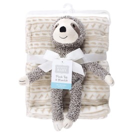 Hudson Baby Unisex Baby Plush Blanket with Toy, Sloth, One Size
