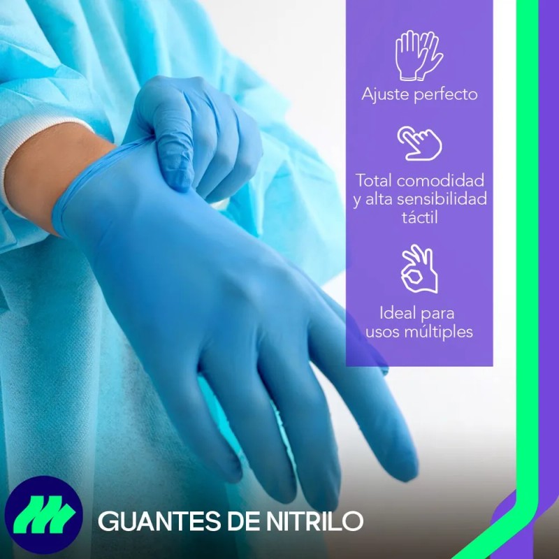 Guantes De Nitrilo Vinil Libre De Latex Sin Polvo 100