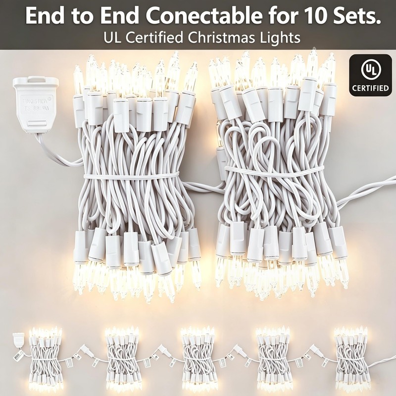 TIGOMOOV 50 Count Mini Clear White Christmas Lights-120V Plug-in End