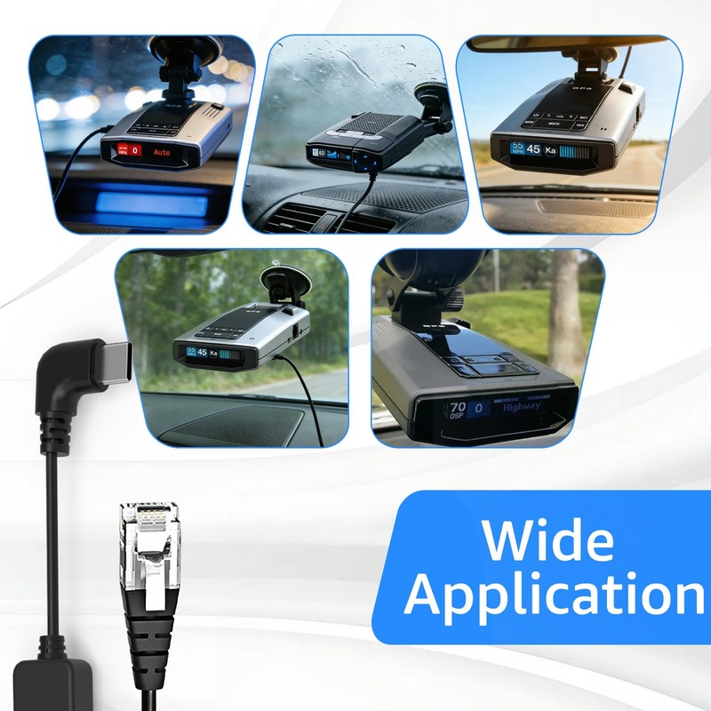 USB C to RJ11 Radar Detector Colied Power Cord for
