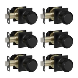 goldenwarm 6 Pack Matte Black Closet Door Knobs, Interior Passage Door Knobs, Black Non-Locking Knobs for Hallway & Closet