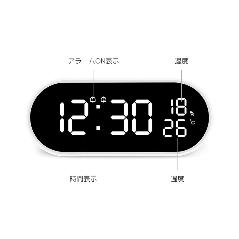 mooas Digital Alarm Clock, Digital Mirror Led Desk Clock with