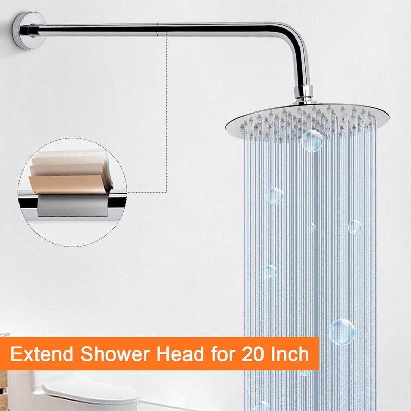 HarJue Shower Arm with Flange and Teflon Tape, Wall Mounted