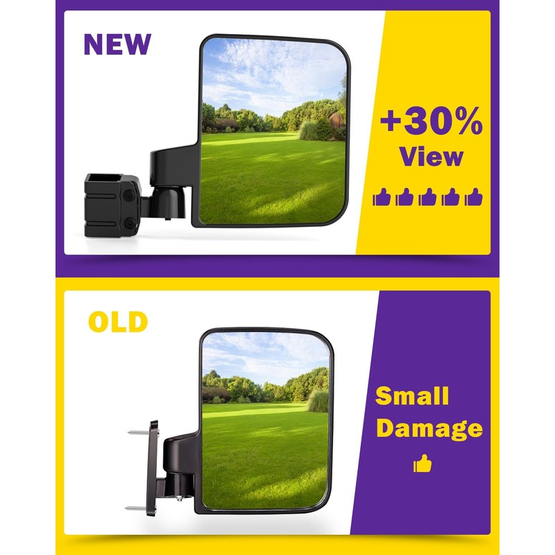 HOWBOW Golf Cart Mirrors Kit, Adjustable 180 Degree Rotation and
