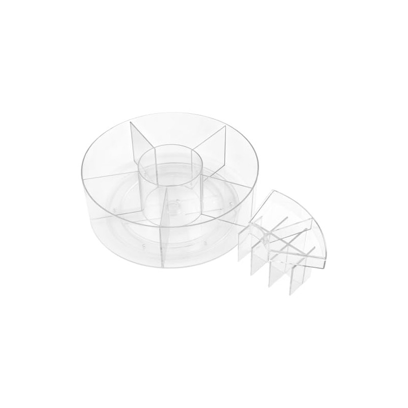 2 x 25 cm Lazy Susan Turntable Transparent, 6 Compartments