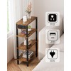 TUTOTAK Narrow Side Table with Charging Station,Small End Table with