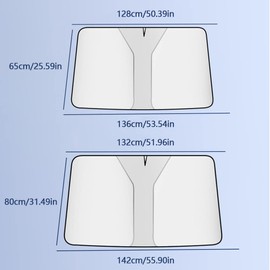 MASO Windschutzscheibe Sonnenschutz, faltbares Auto Front-/Heckscheibe Sonnenschutzvisier Anti-UV reduzieren Hitze passend für die meisten Autos, 136 * 65 cm / 142 * 80 cm