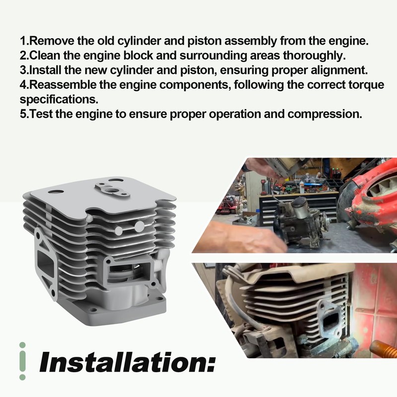 Quctaki Cylinder Piston Kit with Gaskets and Spark Plug Compatible