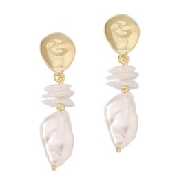 Baroque Pearl Drop Dangle Earrings for Women Irregular Pearl Dangle Earrings Tassel Pearl Chain Statement Earrings Jewelry for Wedding Bridal Birthday (Pearl B)