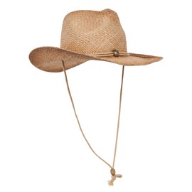 TOP HEADWEAR Outback Women's Cowboy Hat Tea Stained Shapeable Raffia Straw, Tan