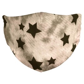 styleBREAKER Unisex Fabric Mask with Stars Pattern in Vintage Look, Double Layer, Reusable, Washable, Community Mask 08040003, beige / white