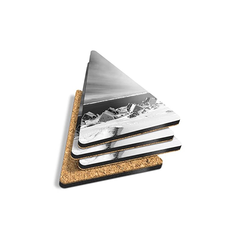 4 x Triangle Coasters - BW - Nuuk City Greenland