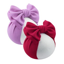 LDDCX Bows for Baby Girls Headband, Newborn Bows Headbands Baby Hair Bows Hairbands Hair Accessories.(FD104) (Burgundy Lavender)