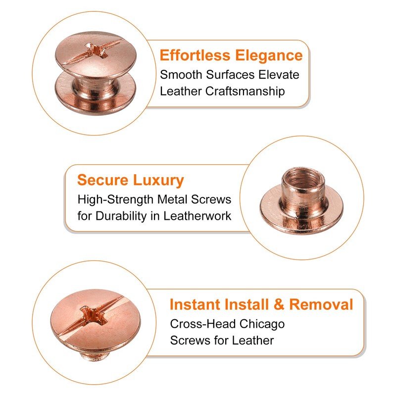 HARFINGTON 50 Sets Chicago Screws Leather Rivets, M5 3/16-Inch Belt