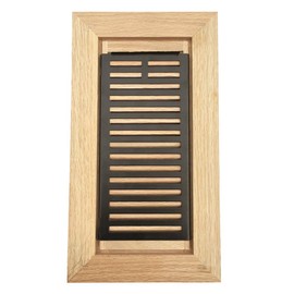 White Oak Wood Flush Mount Floor Register Vent Cover, 2-1/4 x 10 Inch (Duct Opening), 3/4 Inch Thickness, with Damper, Unfinished