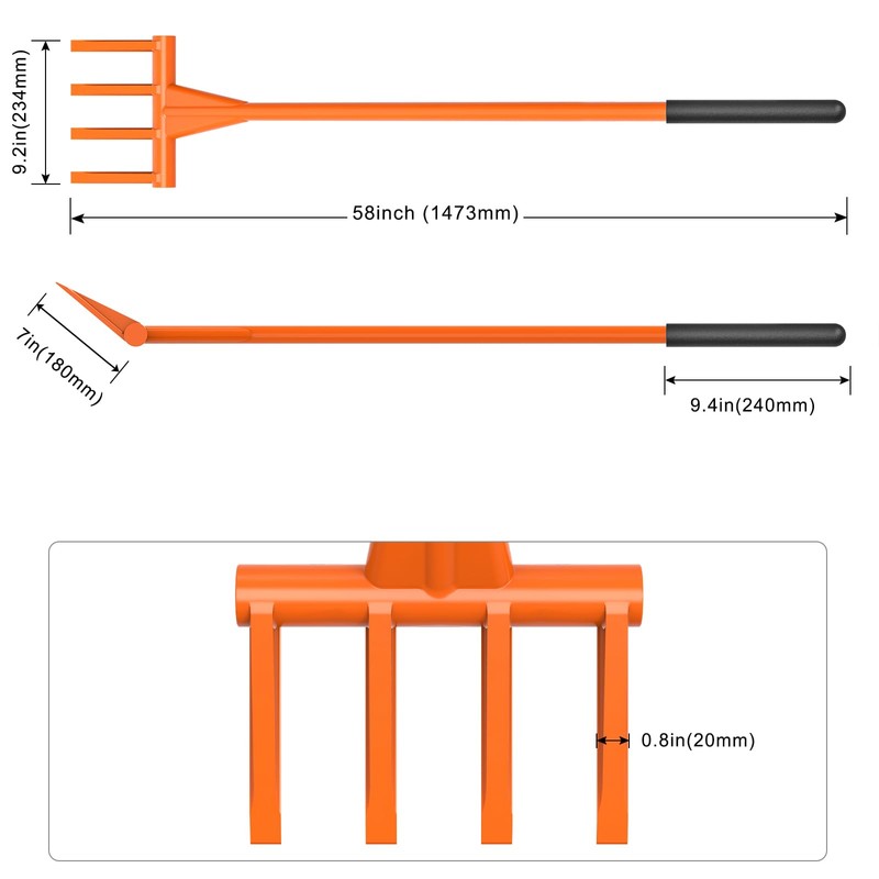 Dolibest 58'' Demo Bar, Heavy Duty 4-Tine Wrecking Bar with