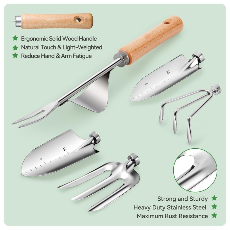Gardening Tools 9-Piece Heavy Duty Garden Hand Tools with Fashion