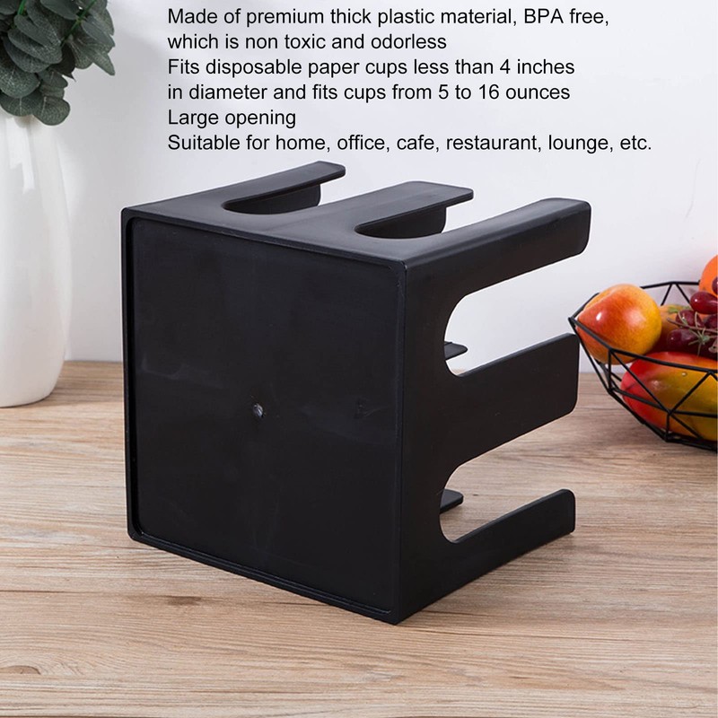 Cup and Lid Holder, Paper Cup Dispenser, 2 Compartments, Black