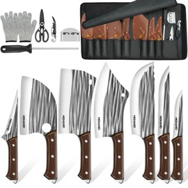 MDHAND 14Pcs Chef Knife Set with Bag Hand Forged High Carbon Steel Knife Set Ideal Gift