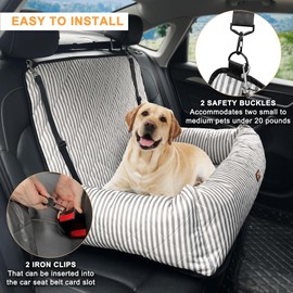 GeerDuo Dog Car Seat for Small and Medium Dogs, Booster Seat Sofa Pet Bed, Portable Car Travel Carrier Bed