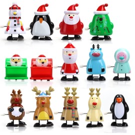 LATERN 14Pcs Christmas Wind Up Toys, 5CM x 7CM Christmas Clockwork Toys Mini Santa Claus Snowman Penguins Jumping Walking Toy for Kids Adults Christma Stocking Stuffers Party Bag Filler