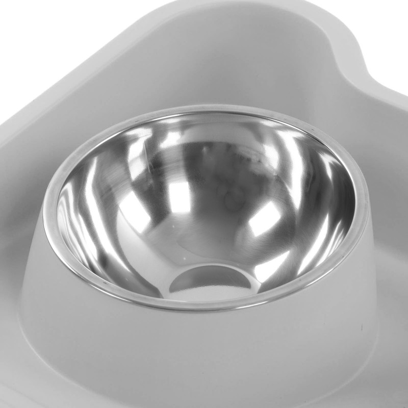 Cat Water Food Bowl 15 Degree Tilt Prevent Spill Stainless