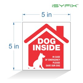iSYFIX Dog Inside Alert Signs Stickers - 4 Pack 5x5 Inch - Premium Self-Adhesive Vinyl, Laminated for Ultimate UV, Weather, Scratch, Water and Fade Resistance, Indoor and Outdoor red