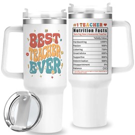 Uniqwaves 40oz Best Teacher Tumbler with Handle,Teacher Gifts for Teacher Appreciation Gifts,Back to School Teacher Gifts,Teacher Cup Gift for Birthday Retirement Thank You Gifts for Teacher Gift