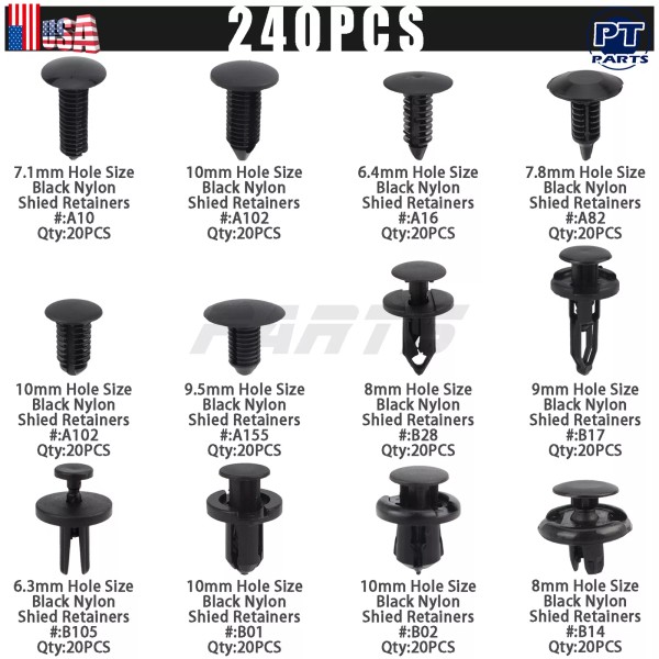 partscollect For Ford 388577S W705589-S300 Fender Bumper Fasteners Retainers Clips