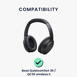 kwmobile 2X Ohrpolster kompatibel mit Bose Quietcomfort 35 35II 25 15 / QC35 QC35II QC25 QC15 Polster - Kopfhörer Polster aus Kunstleder für Over Ear Headphones