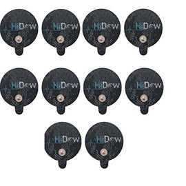 HiDow TENS Unit 5 Pack Large Round Stim Electrode Pads Replacement Compatible with | Healthmateforever | Iq Massager | Compex TENS EMS Stim Massagers, Cloth Premium Adhesive Gel