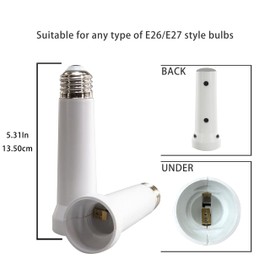 Socket Extender, E26/E27 Light Bulb Socket Extender Standard Medium Base, 5.31 inch Light Bulb Extension Socket Adapter, Lamp Holder Adapter Light Bulb Screw in Celing Light Socket Fan