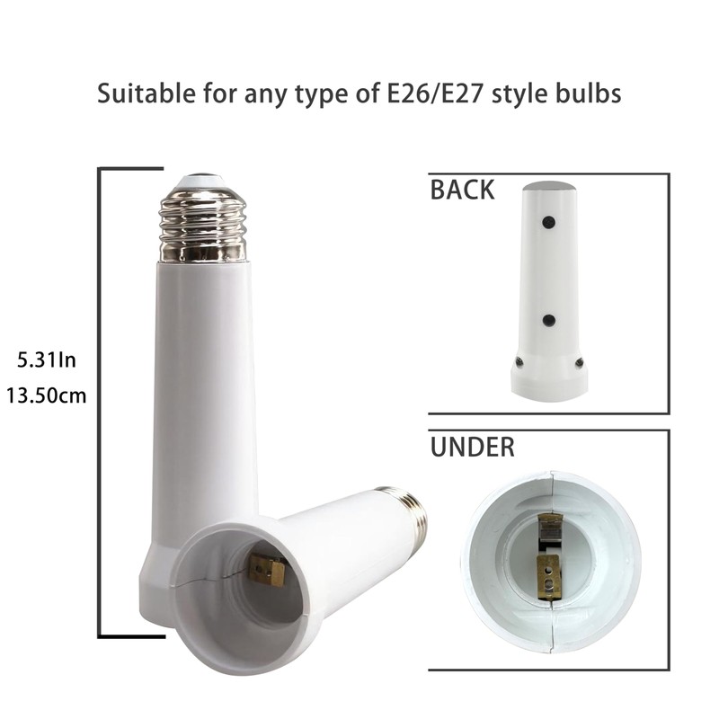Socket Extender, E26/E27 Light Bulb Socket Extender Standard Medium Base,