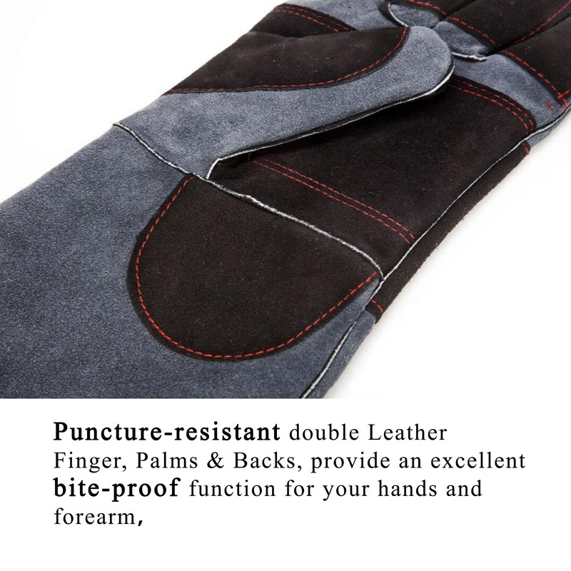RAPICCA Animal Handling Gloves Bite Proof Double Leather Reinforced Padding