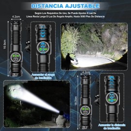 Lámpara Táctica 220000 Lúmenes Led Linterna Táctica Camping Blanco Negro