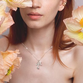 SADKISS Cross Necklace for Women，14K Silver Plated Double Cross Pendant Necklace Dainty Diamond Cross Non Tarnish,Handcrafted Birthday Valentine's Day Easter Day Gifts