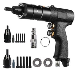 VOTOER Pneumatic Rivet Nut Gun Tool, 1/4, 5/16 inch Heavy Duty Adjustable Speed Air Rivet Gun with Mandrels Riveting Gun Kit Riveter Set Pull Rivnut Gun (803 Model)