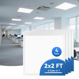 CycevSun 4-Pack 2x2 LED Flat Panel Light - Drop Ceiling, 30/40/50W Selectable, Up to 5500LM, 4CCT 3000K/4000K/5000K/6000K, 0-10V Dimmable, 100-277V, ETL Listed, 5-Year Service