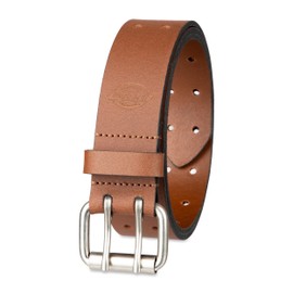 Dickies Men's Double Prong Fully Adjustable Leather Belt, Tan, 42