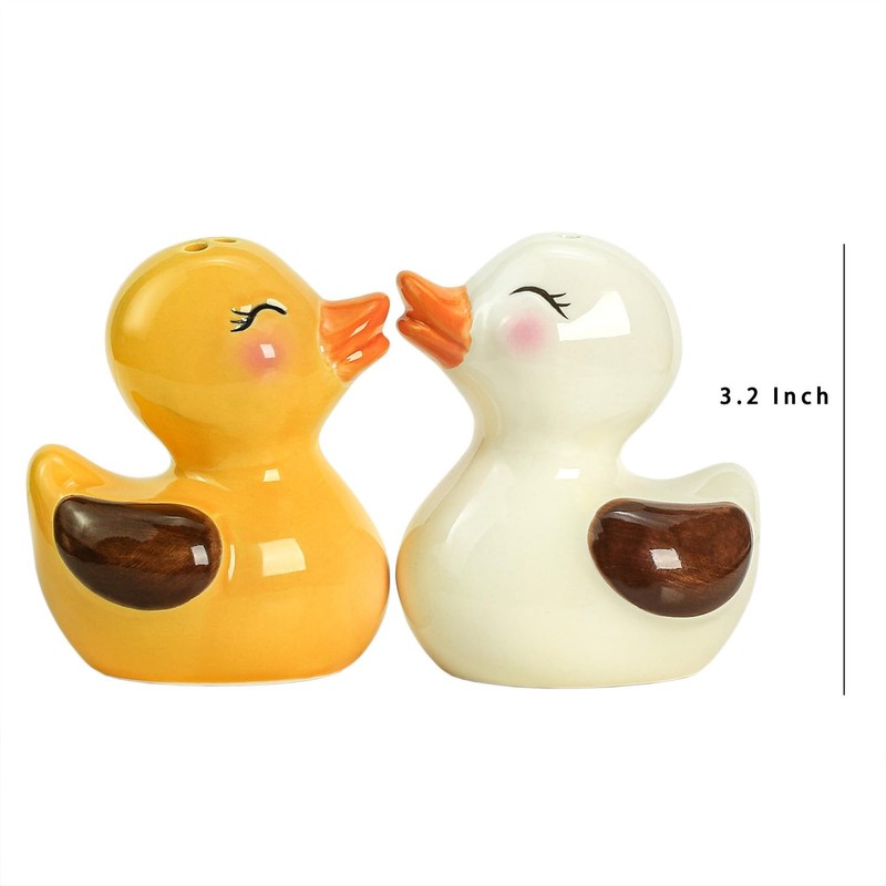 Bicuzat Ceramic Duck Shape Salt & Pepper Shakers Set, Hand-Painted