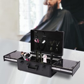 WUPYI Barber Carrying Case,Professional Portable Barber Supplies Tools Storage Case with Lock Travel Hair Cutting Kit Mobile Barber Stations for Salon Hair Stylist,Black